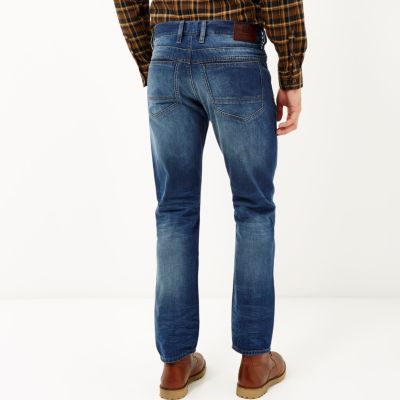 Mid blue Dean straight jeans